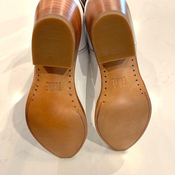 Frye : Leather Cowboy Boots Mid Calf Height : White & Taupe : Leather: 7.5 - Picture 5 of 7